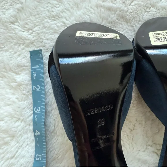 NWT!!! Hermes high heels sandals blue suede/black size 39 Authentic Retail 1600$ - Picture 6 of 8